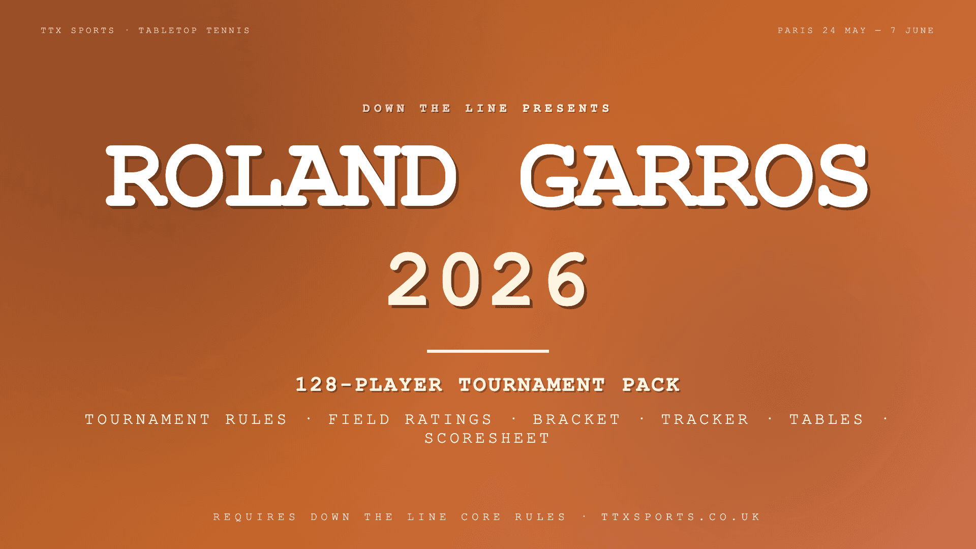 Down the Line - Roland Garros 2026 Tournament Pack
