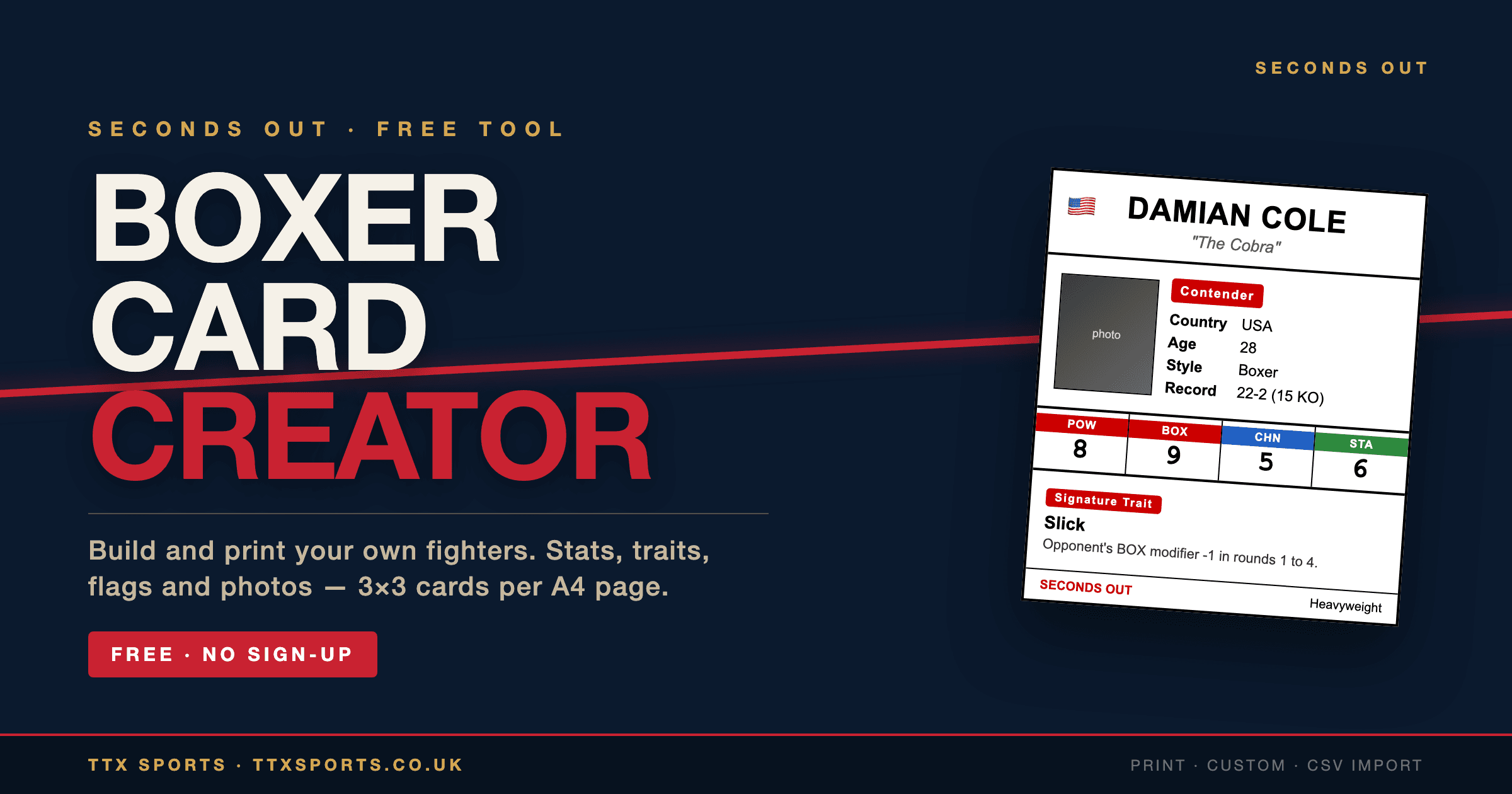 Build Your Own Fighters: The Seconds Out Boxer Card Creator