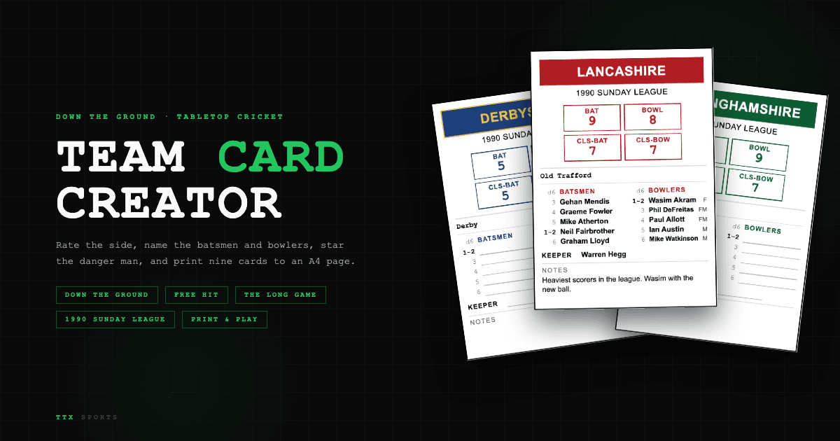 Down the Ground: Team Card Creator